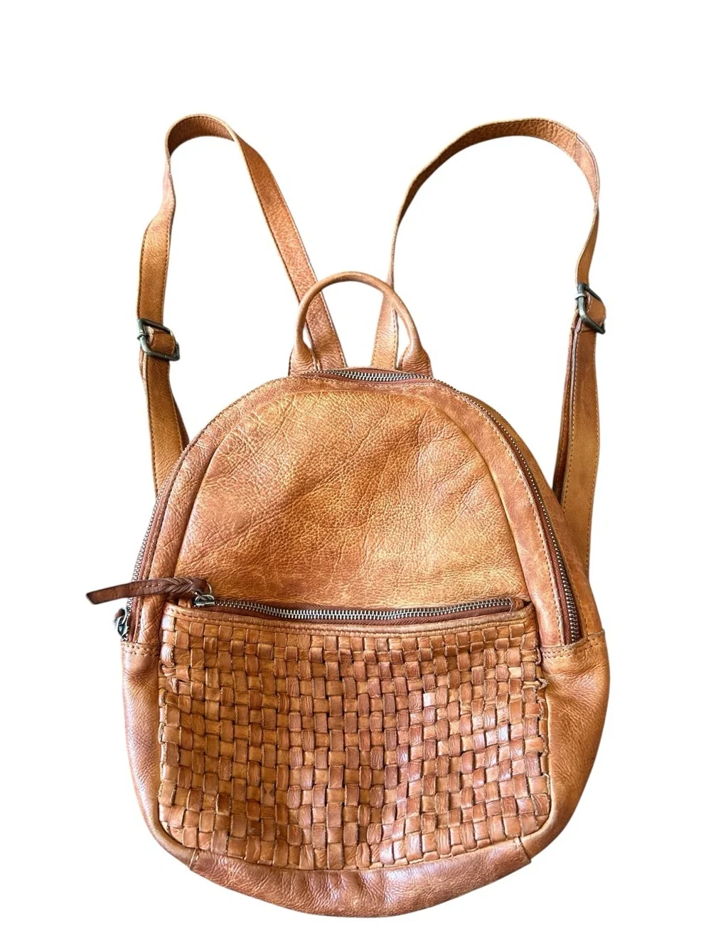 Vilenca Holland Women's Brown Genuine Leather Woven Backpack